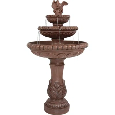 SUNNYDAZE 43"H ELECTRIC RESIN AND CONCRETE 3-TIER PAIR OF DOVES OUTDOOR WATER FOUNTAIN