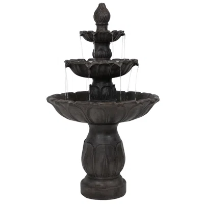 Sunnydaze 46"h Electric Polystone 3-tier Classic Tulip Outdoor Water Fountain