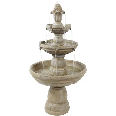 Sunnydaze 48"h Electric Fiberglass 3-tier Outdoor Water Fountain