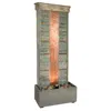 Sunnydaze 48"h Electric Natural Slate With Copper Accents Rippled Column Outdoor Water Fountain With Led Spotl