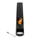 Sunnydaze 49in Chiminea Wood-burning Fire Pit Steel With Built-in Log Storage In Black