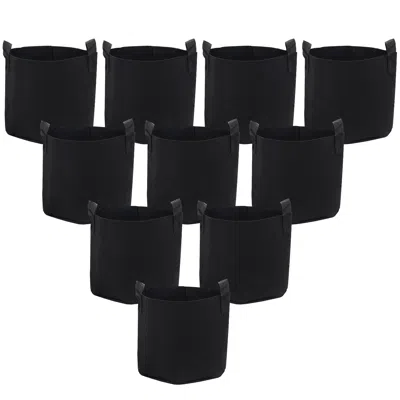 Sunnydaze 5-gallon Garden Grow Bag With Handles Nonwoven Polypropylene Fabric, Black, 10pc