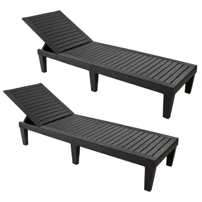 Sunnydaze 5-position Adjustable Sun Lounger Polypropylene Resin - Black - Set Of 2