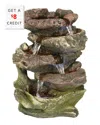 Sunnydaze Indoor Decorative Calming 5-step Rock Falls Waterfall Tabletop Water Fountain With Led Lights - 14" In Brown