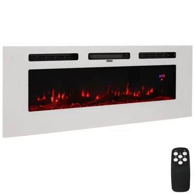 Sunnydaze 50" Indoor Wall-mounted Or Recesssed Installation Electric Fireplace In White