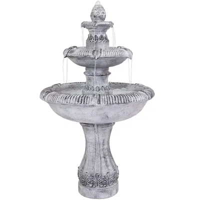 Sunnydaze 50"h Electric Fiberglass Reinforced Concrete 3-tier Mediterranean-inspired Outdoor Water Fountain