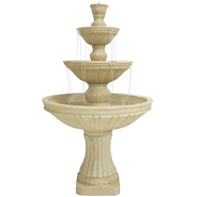 SUNNYDAZE 55"H ELECTRIC POLYSTONE CLASSIC STYLE 3-TIER DESIGNER OUTDOOR WATER FOUNTAIN