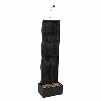 Sunnydaze 56" H Curved Ridge Slate Indoor Waterfall Fountain With Spotlight