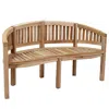Sunnydaze 59" Solid Wooden Teak Outdoor Banana Bench With Curved Back In Brown