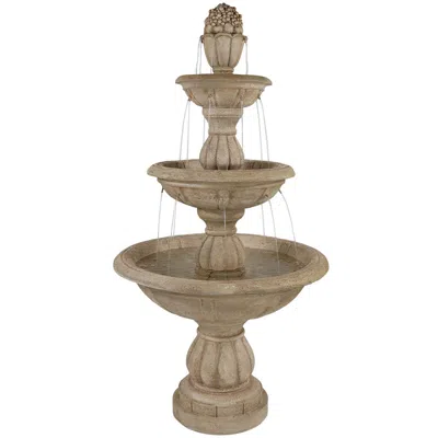 Sunnydaze 61"h Electric Polyresin And Fiberglass 3-tier Cornucopia Outdoor Water Fountain