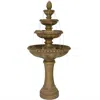 Sunnydaze 65"h Electric Resin And Concrete 4-tier Eggshell Edge Outdoor Water Fountain With Led Lights