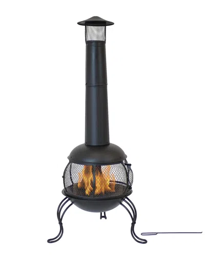 Sunnydaze 66in Chiminea Wood-burning Fire Pit Steel Black Finish And Rain Cap