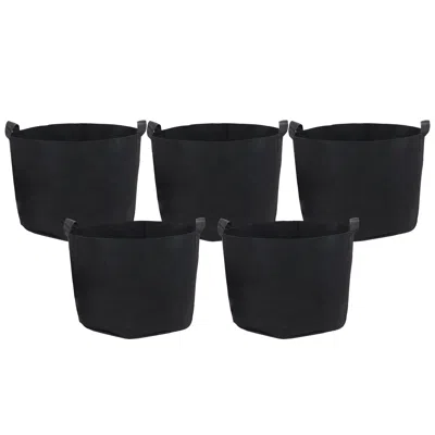 Sunnydaze 7-gallon Garden Grow Bag With Handles Nonwoven Polypropylene Fabric, Black, 5pc