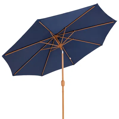 Sunnydaze 8.5 Ft Outdoor Patio Umbrella With Tilt, Crank And Vent - Faux Woodgrain Finish In Black