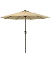 Sunnydaze 9' Beige Outdoor Sunbrella Market Umbrella With Solar Led Light Bars In Cream