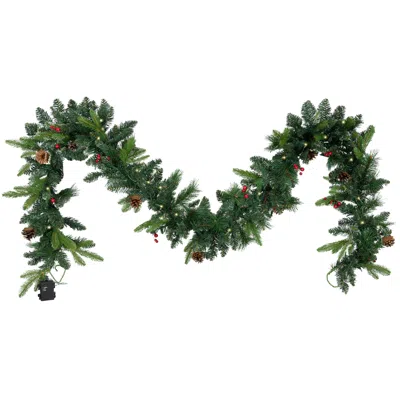 Sunnydaze 9' Indoor Or Outdoor Pvc Christmas Garland With Pinecones And Berries - Traditional