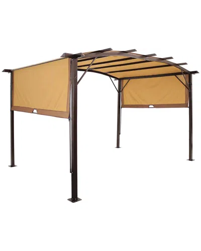 Sunnydaze 9x12ft Metal Arched Pergola With Retractable Canopy In Multi