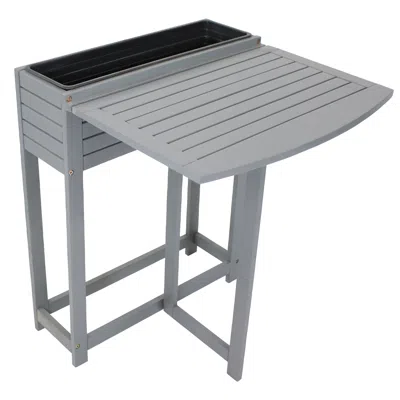 Sunnydaze Acacia Wood Folding Table With Planter Box - 30.5" H In Gray