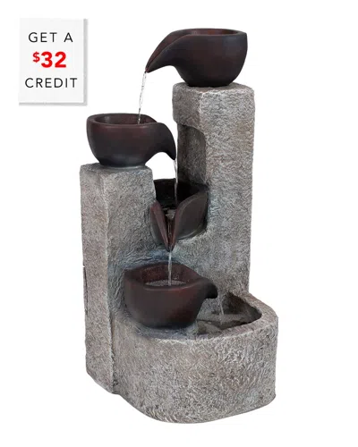 SUNNYDAZE SUNNYDAZE AGED TIERED VESSELS SOLAR FOUNTAIN WITH BATTERY WITH $32 CREDIT
