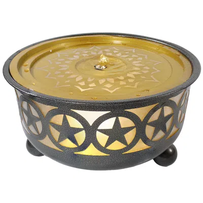 Sunnydaze All Star Galvanized Iron Bowl Fountain With Led Lights - 25.25" Diameter X 14.25" H In Gray