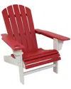Sunnydaze All-weather Red/white Outdoor Adirondack Chair With Drink Holder In Red