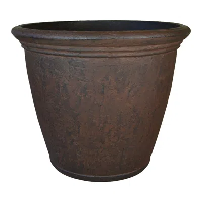 Sunnydaze Anjelica Polyresin Unbreakable Double-walled Uv-resistant Outdoor Flower Pot Planter - 15.25" - Rust