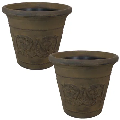 Sunnydaze Arabella Polyresin Outdoor Extra-durable Double-walled Fade-resistant Flower Pot Planter - 19.5" Dia