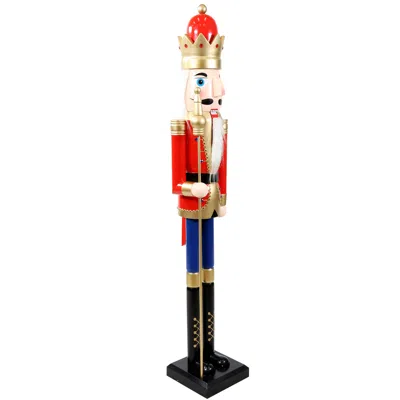 Sunnydaze Arnold The Strong Indoor Decorative Traditional Christmas Wooden Nutcracker Statue, 48-inch