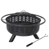 Sunnydaze Arrow Motif Heavy-duty Steel Fire Pit With Spark Screen, Built-in Grate, And Cover - 36-inch Round -