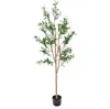 Sunnydaze Artificial Olive Tree Tall Faux Silk Plant For Indoor Spaces In Black Planter Base - 5 Ft