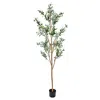 Sunnydaze Artificial Olive Tree Tall Faux Silk Plant For Indoor Spaces In Black Planter Base - 6 Ft