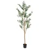 Sunnydaze Artificial Olive Tree Tall Faux Silk Plant For Indoor Spaces In Black Planter Base - 6 Ft