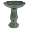 Sunnydaze Avignon Ceramic Bird Bath With Glazed Finish - Green Mist - 18.75" H