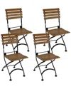 Sunnydaze Basic European Chestnut Wooden Folding Bistro Armchair In Brown
