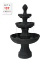 Sunnydaze Black Flower Blossom 3-tier Outdoor Water Fountain Garden Feature -43in With $37 Credit In Black