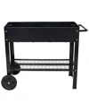 Sunnydaze Black Galvanized Steel Mobile Raised Garden Bed Cart In Black