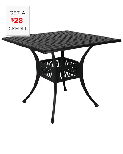 SUNNYDAZE SUNNYDAZE BLACK HEAVY-DUTY CAST ALUMINUM OUTDOOR SQUARE PATIO DINING TABLE WITH $28 CREDIT
