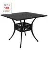 Sunnydaze Square Cast Aluminum Outdoor Patio Dining Table With Umbrella Hole, Black In Black