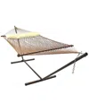 Sunnydaze 2-person Double Polyester Rope Outdoor Hammock Bed With Pillow In Brown