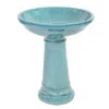 Sunnydaze Calais Ceramic Bird Bath With Glazed Finish - Jade Green - 25" H