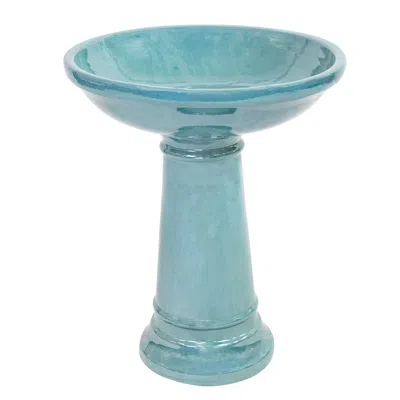 Sunnydaze Calais Ceramic Bird Bath With Glazed Finish - Jade Green - 25" H
