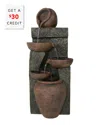 Sunnydaze 39"h Electric Polyresin And Fiberglass Cascading Earthenware Tiered Outdoor Water Fountain In Brown
