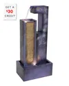 Sunnydaze 32"h Electric Metal Cascading Tower Outdoor Water Fountain With Led Lights In Metallic