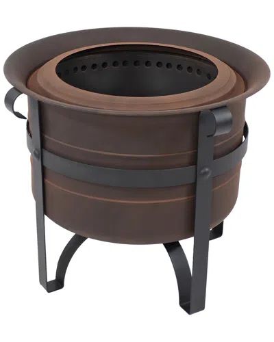 Sunnydaze Cauldron-style Outdoor Wood-burning Smokeless Fire Pit With Poker In Brown