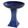 Sunnydaze Ceramic Bird Bath With Glazed Finish - Blue Glazed Finish - 16" H