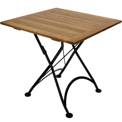 Sunnydaze Chestnut Wood Portable Folding Square Patio Bistro Table - 31" - Brown