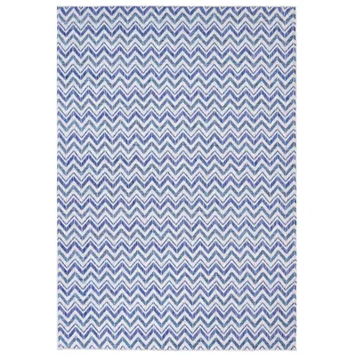 Sunnydaze Chevron Dreams Indoor And Outdoor Patio Area Rug In Blue/gray - 8 Ft. X 10 Ft.