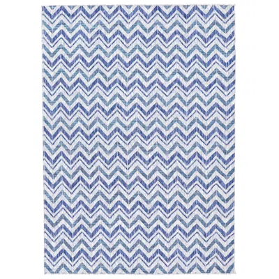Sunnydaze Chevron Dreams Outdoor Patio Area Rug In Blue/gray - 5 Ft. X 7 Ft.