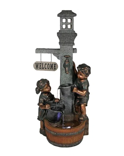 Sunnydaze Children W/ Faucet Outdoor Water Fountain In Grey