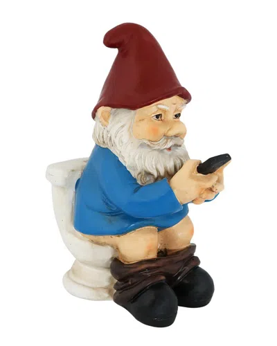 Sunnydaze Cody The Gnome Reading Phone On The Throne In Blue